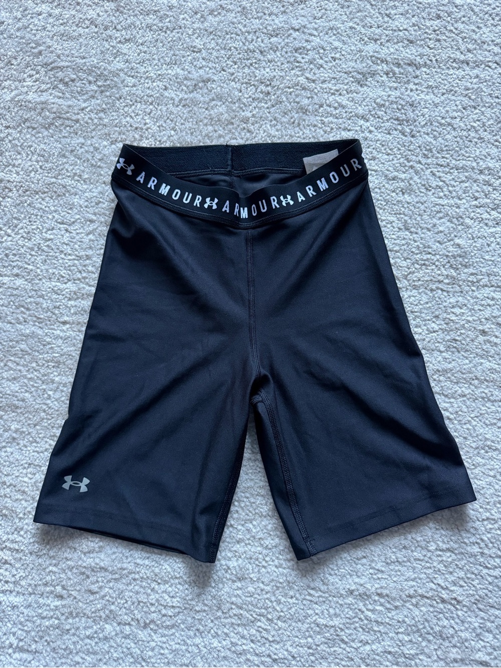 Under Armour Black Women's Compression Bike Shorts with Logo Waistband